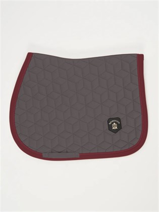 Saddle Pad for Horses & Ponies — Grey with Burgundy Trim