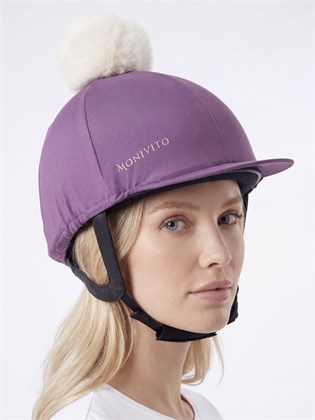 Riding Helmet Cover with Pom-Pom — Purple