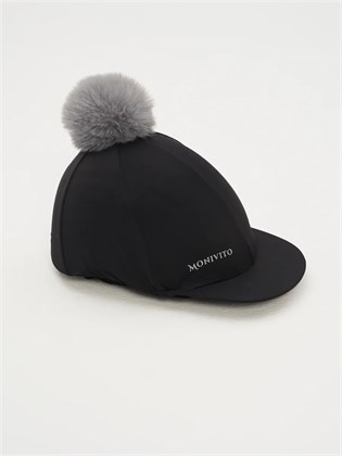 Riding Helmet Cover with Pom-Pom — Black