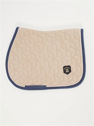 Saddle Pad for Horses & Ponies — Beige with Blue Trim