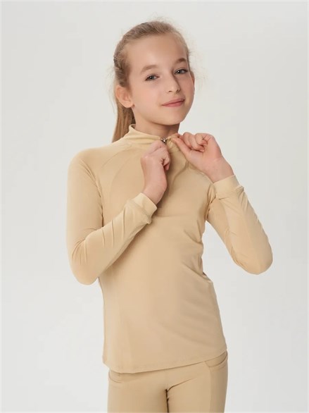 {{photo.Alt || photo.Description || 'Лонгслив детский для конного спорта и верховой езды, бежевый'}}